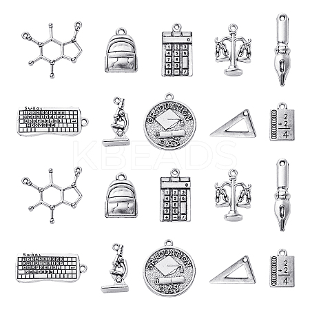 100Pcs 10 Styles Tibetan Style Alloy Pendants TIBEP-CJ0001-92-1