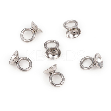 201 Stainless Steel Bead Cap Pendant Bails STAS-L244-27C-P-1