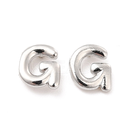 Brass Hollow Out Initial Letter Stud Earrings EJEW-A044-01P-G-1