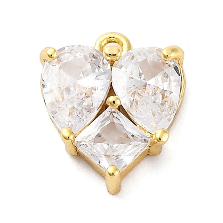 Brass Clear Cubic Zirconia Charms KK-A240-18G-1