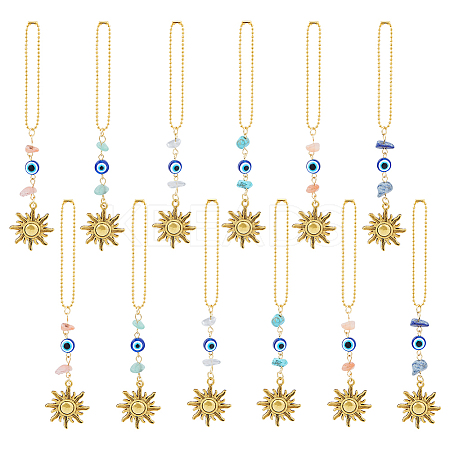 Natural Gemstone and Alloy Pendants Decoration HJEW-FH00007-1