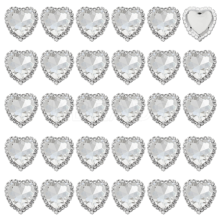 30Pcs Brass with Glass Sew on Rhinestone FIND-FG0004-73A-1
