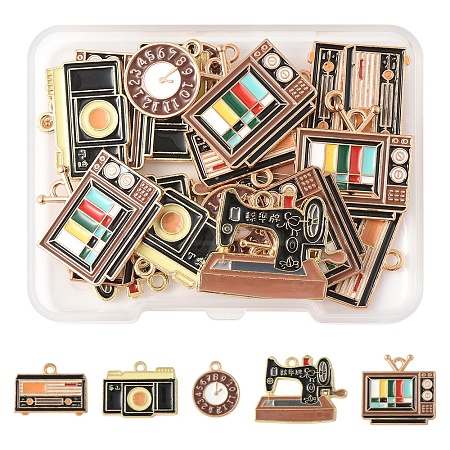 25Pcs 5 Styles Alloy Enamel Pendants ENAM-FS0003-14-1