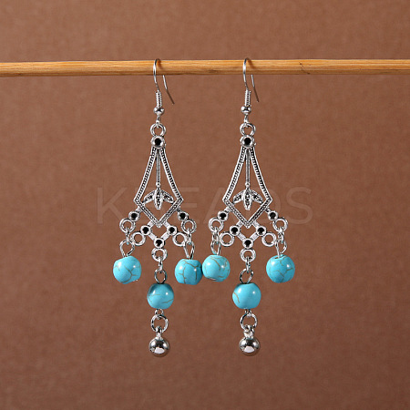 Bohemian tassel turquoise earrings LS-JU8957-20-1