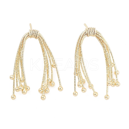Bowknot Brass Tassel Stud Earrings for Women EJEW-S216-01G-1