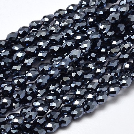 Faceted Teardrop Full Plated Electroplate Glass Beads Strands X-EGLA-J132-FP01-1