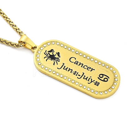 Constellation 304 Stainless Steel Micro Pave Clear Cubic Zirconia Wheat Chain Pendant Necklaces for Women Men LS-NJEW-U007-01L-1