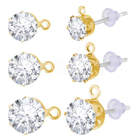 30Pcs Clear Cubic Zirconia Stud Earring Findings EJEW-BBC0002-09-1
