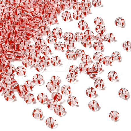 Transparent Stripe Glass Seed Beads GLAA-NH0001-06K-1