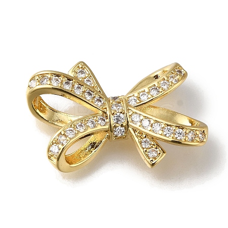 Rack Plating Brass Micro Pave Clear Cubic Zirconia Connector Charms KK-G500-07G-1