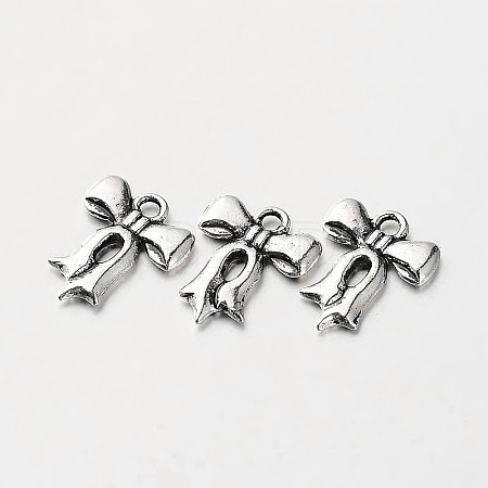 Tibetan Style Alloy Bowknot Bow Charms X-TIBEP-O009-20-1