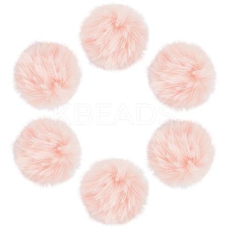 12Pcs Handmade Faux Rabbit Fur Pom Pom Ball Covered Pendants WOVE-SC0001-06B-1