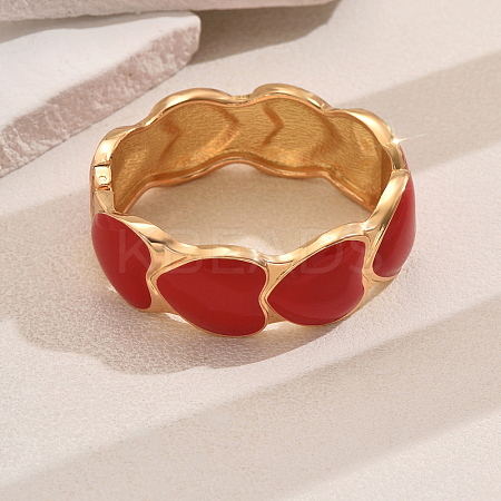 Classic Heart Alloy Enamel Hinged Bangles for Women EM9896-1-1