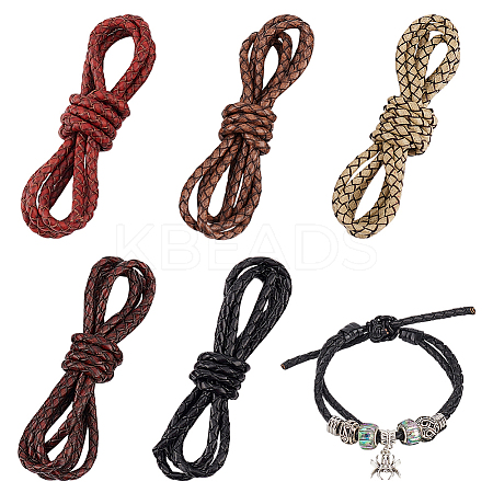 5M 5 Colors Round Braided Leather Cord OCOR-GA0001-71-1