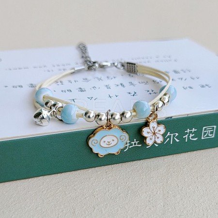 Cute Cartoon Alloy Enamel Multi-strand Charm Bracelets WG000A8-08-1