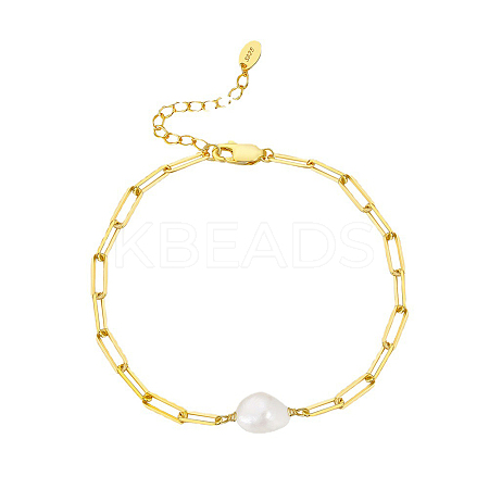 Natural Freshwater Pearls Bead Link Bracelets BJEW-I314-134-1