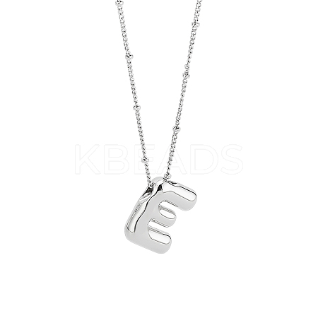 1pc Brass Chain with Alloy Letter Pendants Necklaces NJEW-LP0001-41E-P-1