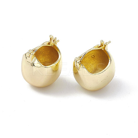 Brass Round Dome Hoop Earrings for Women EJEW-P215-02G-1