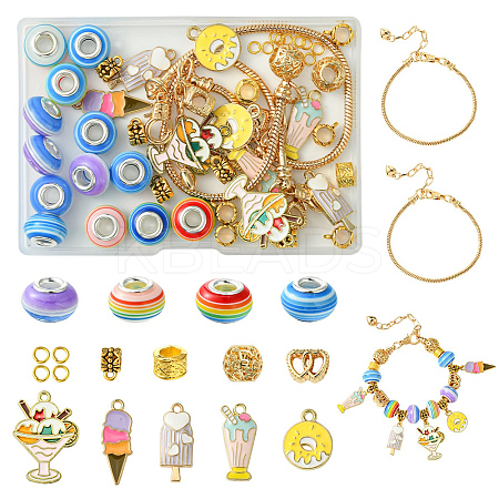 DIY Ice Cream Alloy Enamel & Rondelle Resin European Style Bracelet Making Kits DIY-FS0007-25-1