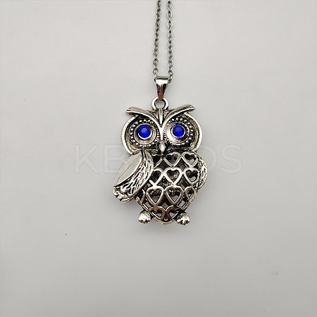 Owl Alloy Pendant Necklaces with Rhinestone for Women Men LS-PZ6923-1-1