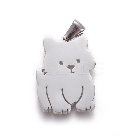 Tarnish Resistant 304 Stainless Steel Puppy Pendants STAS-F219-07P-1