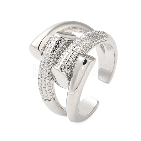 Brass Bypass Open Cuff Rings for Women RJEW-A046-13P-1