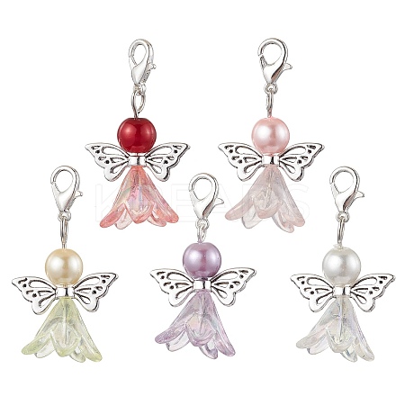 Angel Acrylic & Glass Pearl Pendant Decorations X2-HJEW-JM02364-02-1