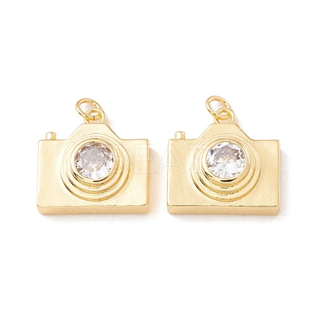 Brass Micro Pave Clear Cubic Zirconia Pendants ZIRC-P098-12G-1