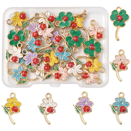 24Pcs 6 Styles Alloy Enamel Pendants FIND-FS0004-18-1