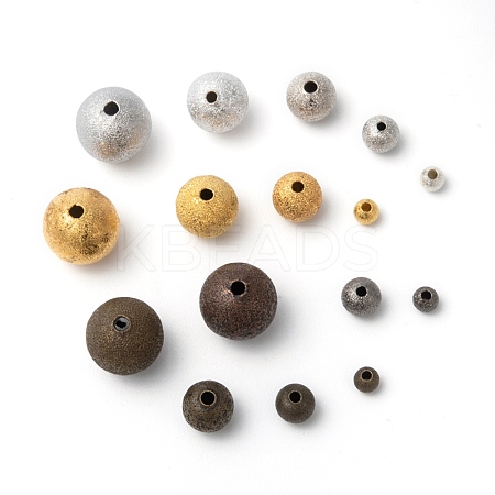 Round Brass Textured Beads KK-MSMC015-05-1