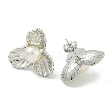 Flower 304 Stainless Steel Stud Earrings EJEW-G400-18P-1