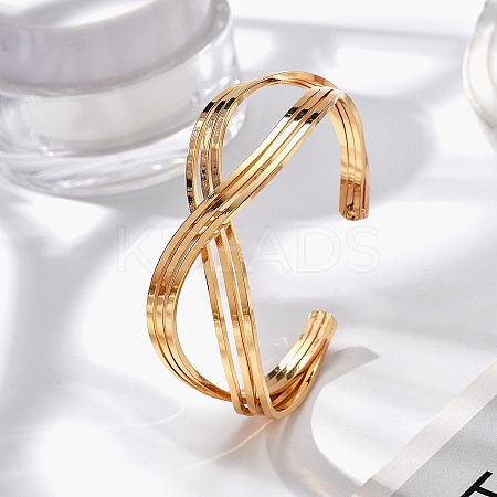 Brass Cuff Bangles for Women BJEW-F482-09G-1