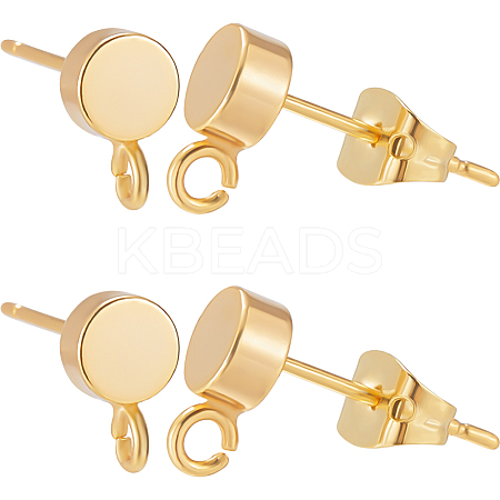 20Pcs Flat Round Brass Stud Earring Findings KK-BBC0013-96B-1