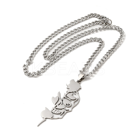 Non-Tarnish 201 Stainless Steel Hollow Pendant Necklaces NJEW-H022-02P-1