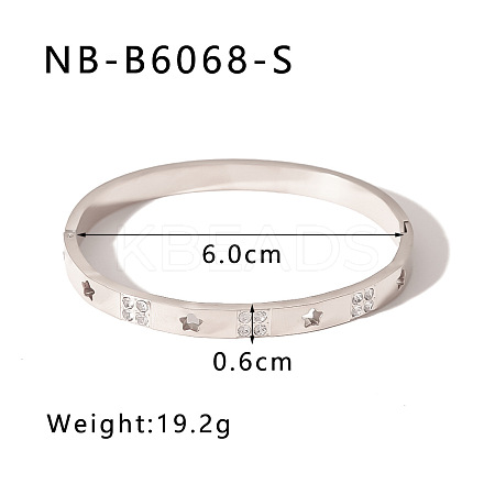 304 Stainless Steel Pave Cubic Zirconia Bangles FS-WG09E60-07-1