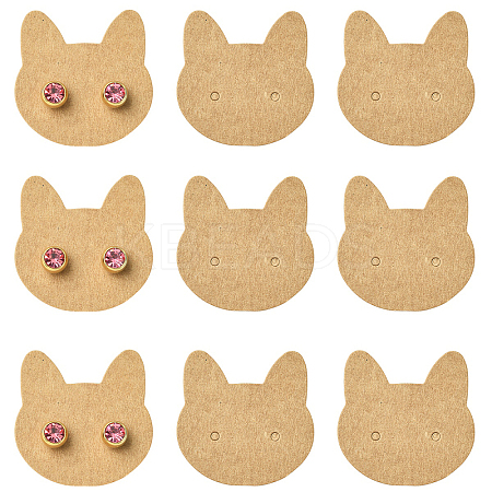 100Pcs Cat Shaped Paper Earring Display Cards EDIS-YW0001-09C-1