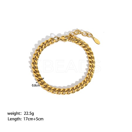 Simple 304 Stainless Steel Curb Chain Bracelets PM6439-1-1