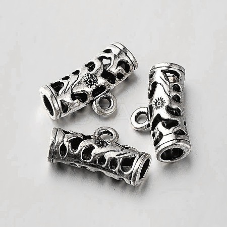 Tibetan Style Alloy Hollow Tube Bail Beads Tube Bails TIBEB-O004-46-1