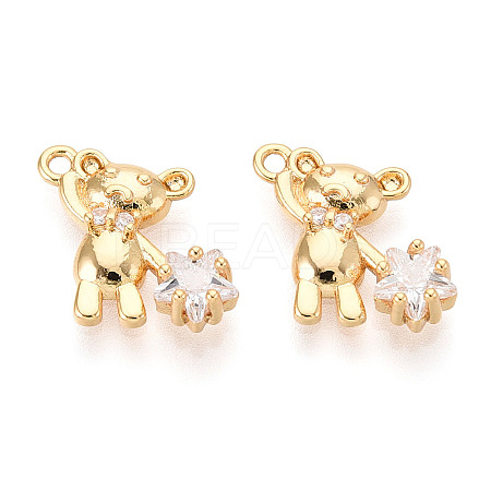 Brass Micro Pave Clear Cubic Zirconia Pendants KK-T078-02G-04-1