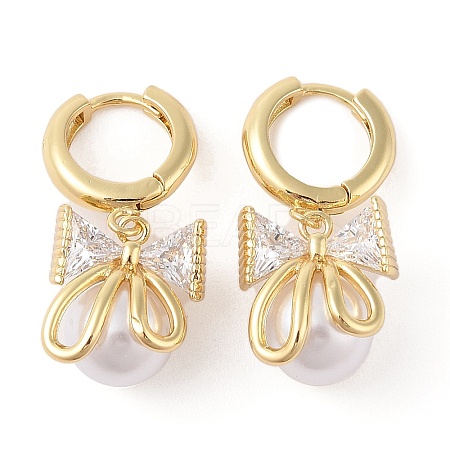 Rack Plating Brass Micro Pave Clear Cubic Zirconia Leverback Earrings for Women EJEW-G394-41G-1