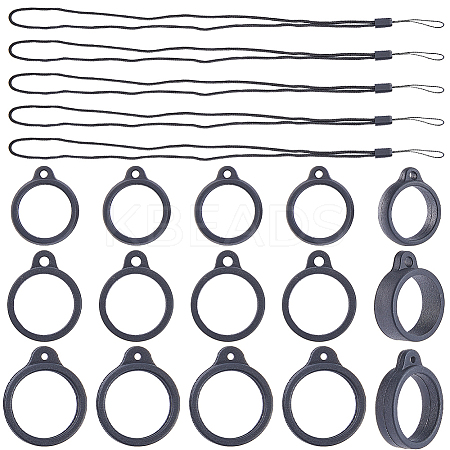 24Pcs 2 Style Silicone Rings with 12Pcs Adjustable Necklace Lanyard Anti-Lost Pendant Holder DIY-GF0008-09A-1