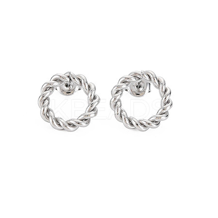 Non-Tarnish 304 Stainless Steel Twist Rope Ring Stud Earrings for Woman LS-EJEW-N097-006P-1
