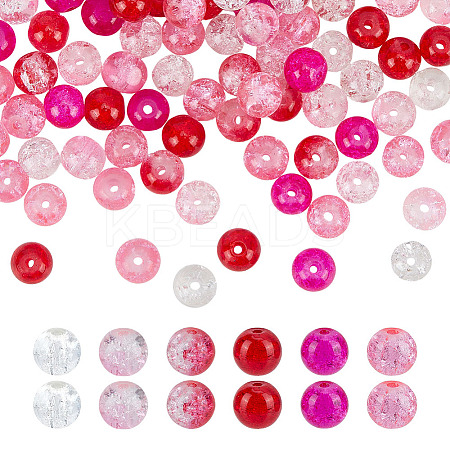 240Pcs 6 Colors Spray Printed Crackle Glass Beads CCG-HY0001-02D-1