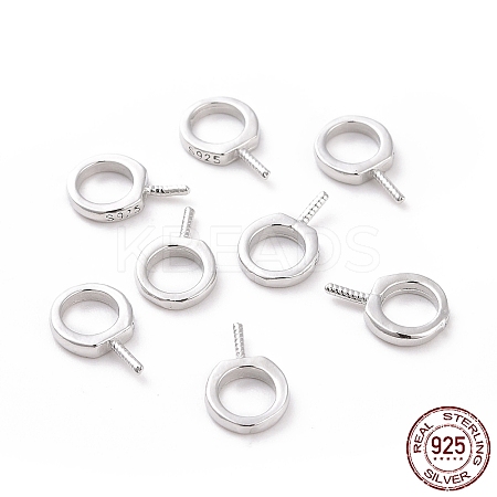 Rhodium Plated 925 Sterling Silver Screw Eye Peg Bails STER-D035-42P-1