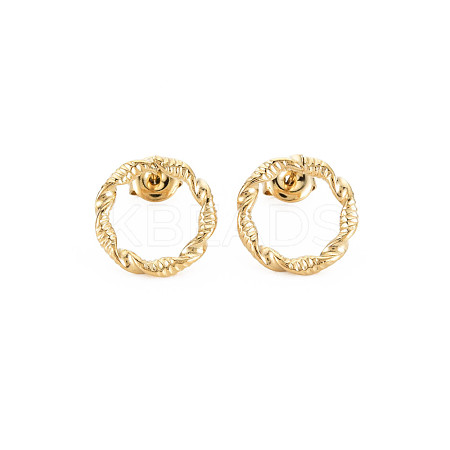 Ion Plating(IP) 304 Stainless Steel Hollow Ring Stud Earrings for Woman EJEW-N097-003LG-1