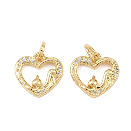 Brass Micro Pave Cubic Zirconia Pendants KK-P339-06G-1