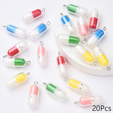5 Colors Translucent Plastic Pendants KY-YW0001-81A-1