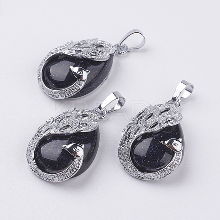 Synthetic Blue Goldstone Pendants X-G-E442-04I-1