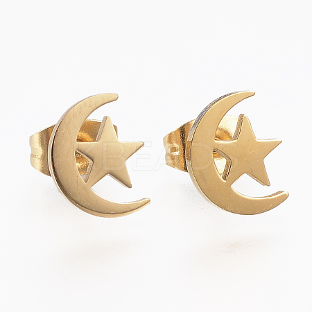 304 Stainless Steel Stud Earrings X-EJEW-H350-27G-1
