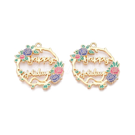 Rack Plating Alloy Enamel Pendants LS-ENAM-N056-369KCG-02-1